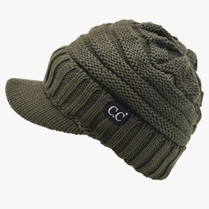 New with tags C.C olive winter hat with brim.